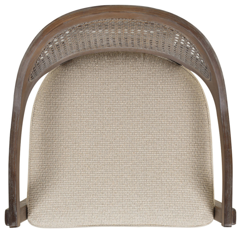 Americana Mid-Century Modern Rattan Cane Back Stool, Taupe Beige Textured Weave, 26" Counter Height