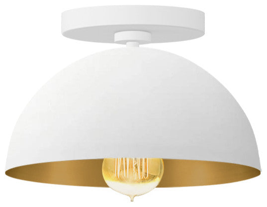 Elias Dome Semi-Flush-1-Light Matte White/Champagne Gold