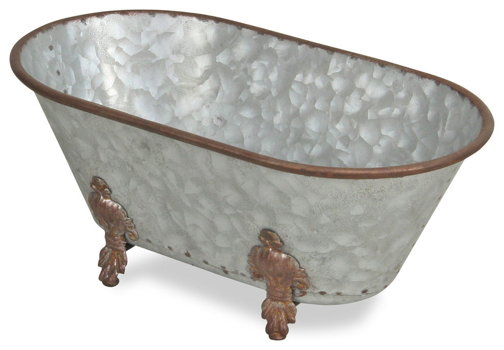 Lavande Metal Fleur-de-Lis Tub Decor - Large - Galvanized