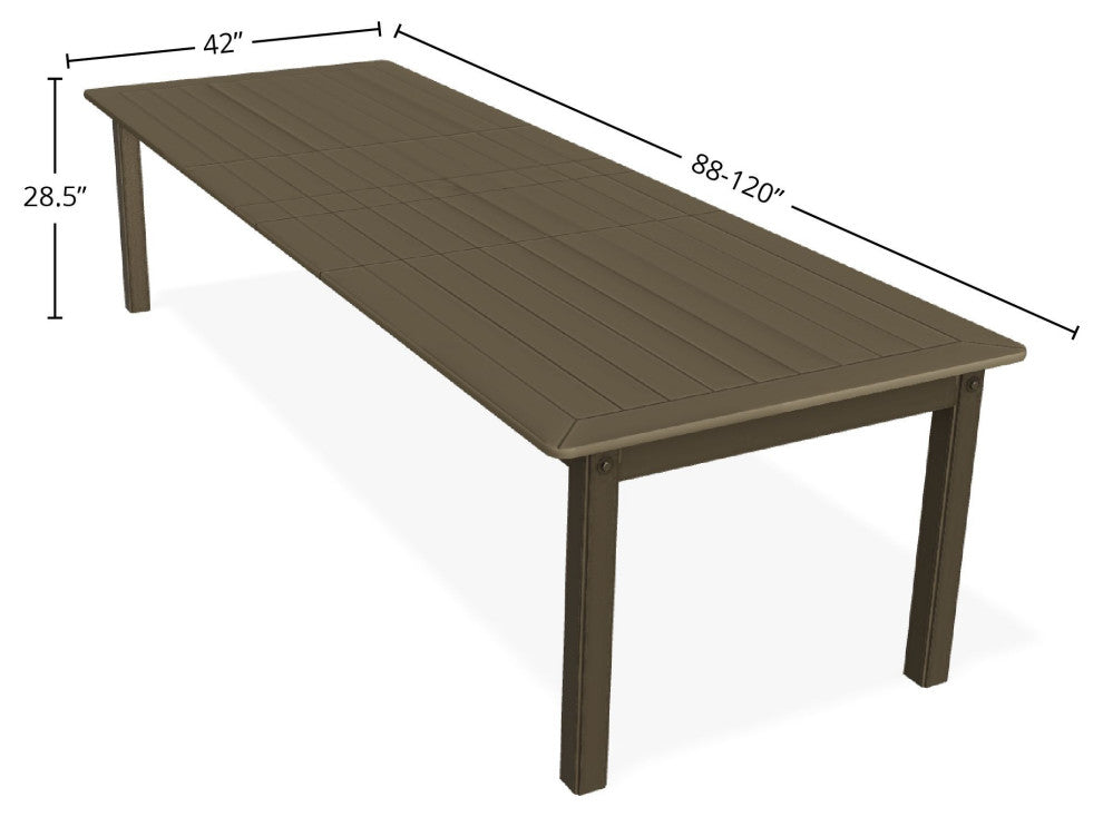 42" x 120" Extendable Outdoor Dining Table with Umbrella Hole, Beachwood