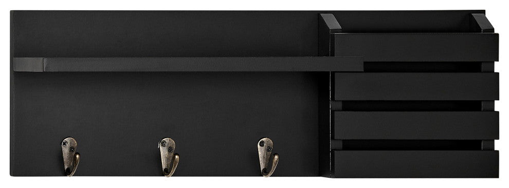 Danya B. Utility Shelf With Pocket and Hanging Hooks, Black