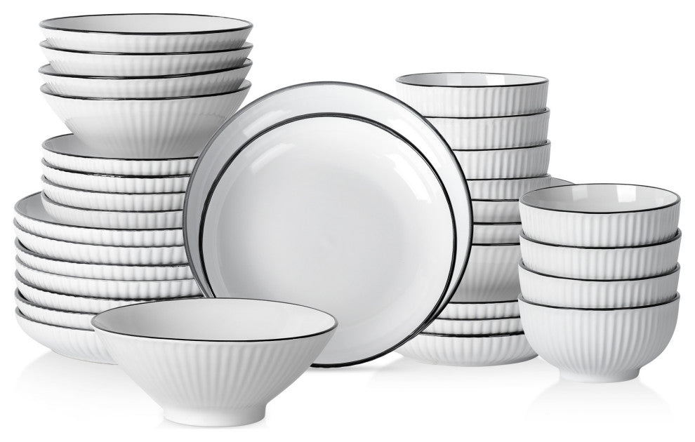 Christian Siriano Lustra Stoneware 32 Piece Dinnerware Set, White