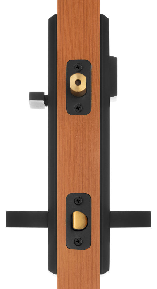 Times Square Entry Door Lock Handleset With Delta lever, Antique Black