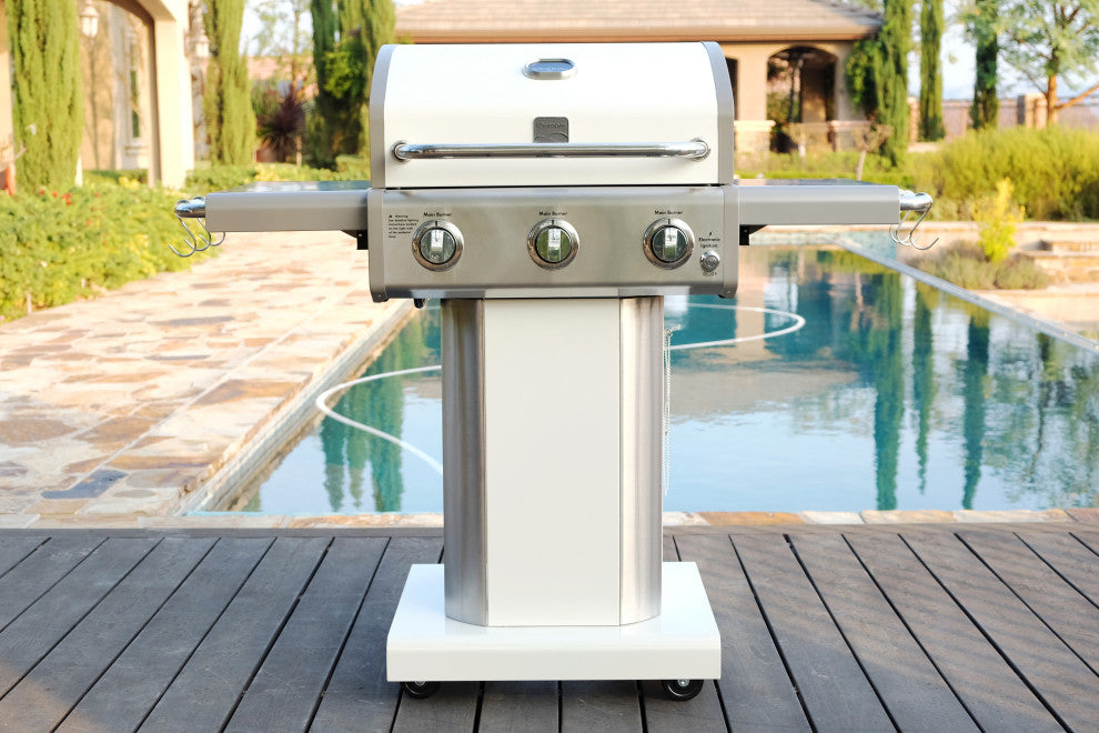 Kenmore 3 Burner Gas Grill with Side Shelves, Pearl
