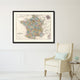 France Paris Vintage Antique Map Wall Art, 16"x21"