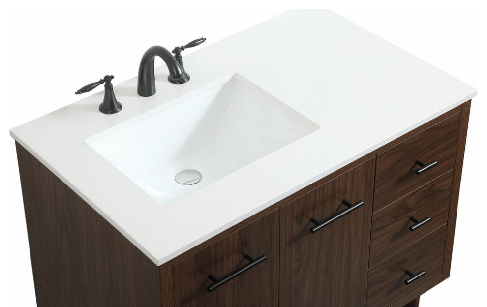 Home Living 22" Midcentury Modern Walnut-Light Bathroom Vanity