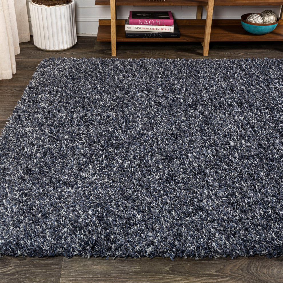 Mercer Shag Plush Area Rug, Denim Blue, 5 X 8