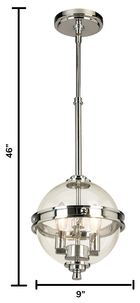 Cecilia, 2-Light Pendant, Chrome Finish, Clear Glass
