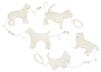 Handmade Dog Christmas Garland in Cream, 6"
