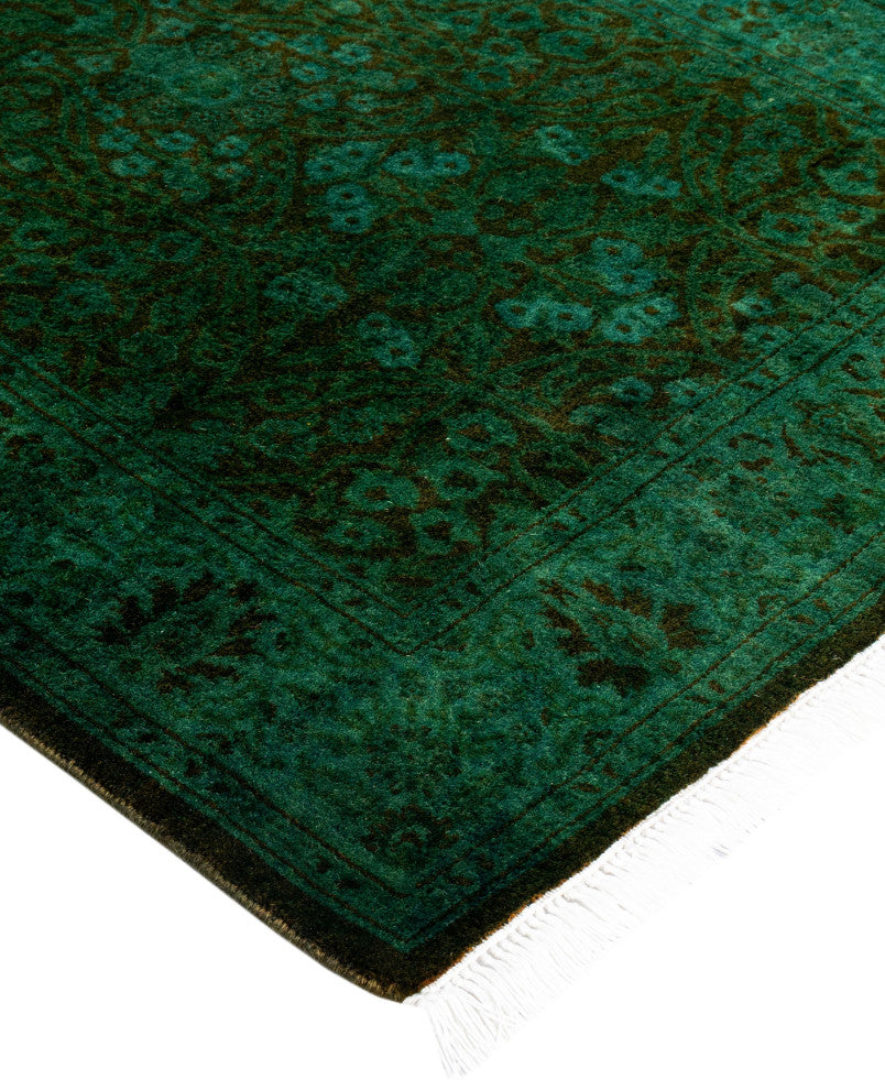 Overdyed One-of-a-Kind Hand-Knotted Area Rug Green, 2' 7" x 8' 3"