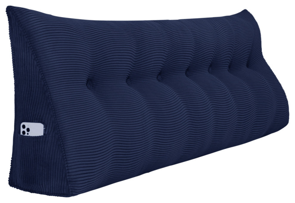 Wedge Pillow, Headboard Cushion, Reading Pillow, Dark Blue, 76x20x8
