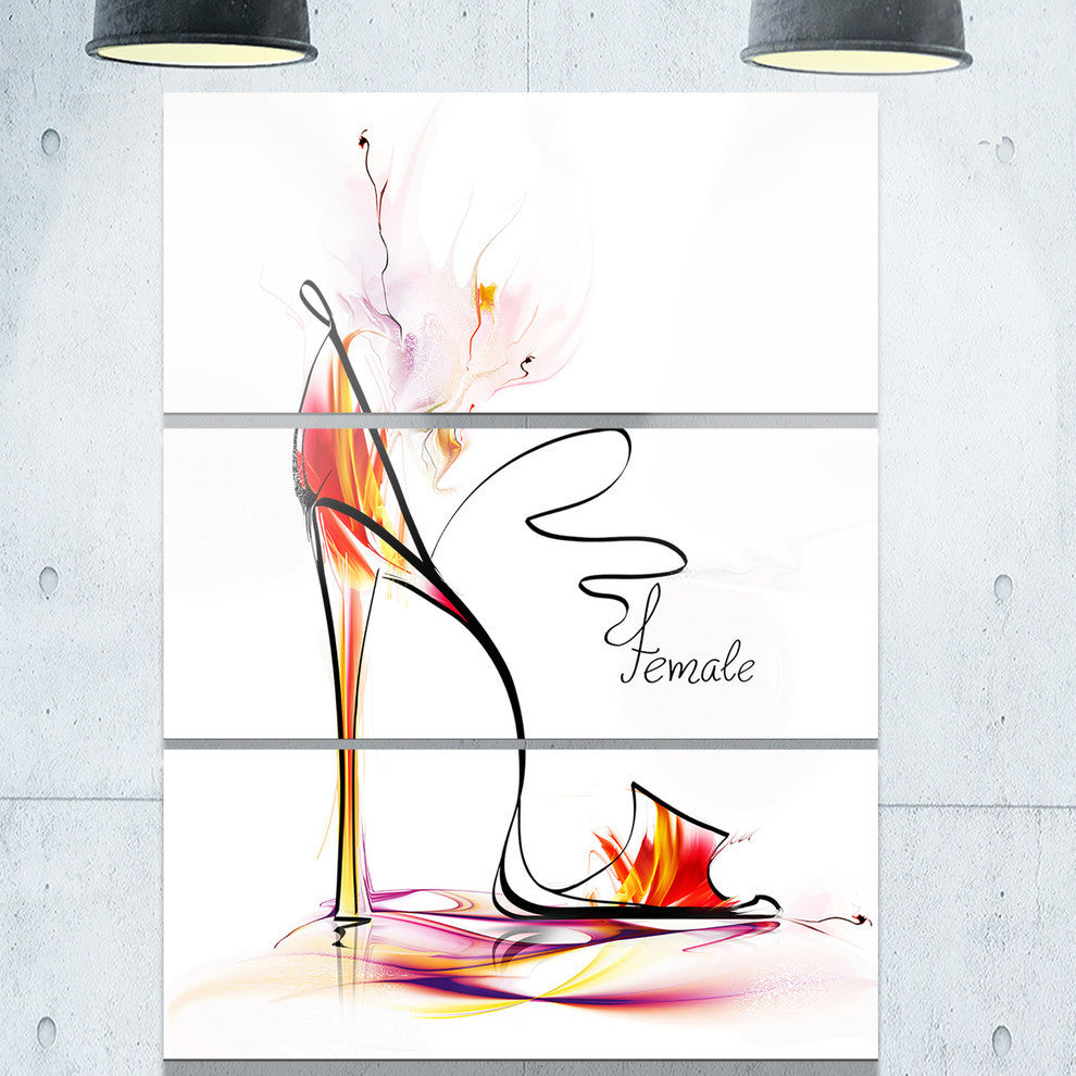 "Abstract Red High Heel" Digital Metal Wall Art, 3 Panels, 28"x36"