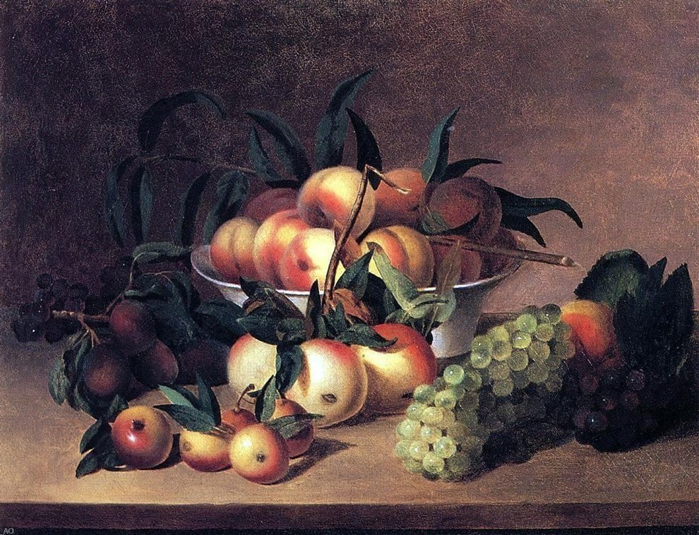 James Peale Grapes, Apples and Bowl of Peaches Premium Canvas Print