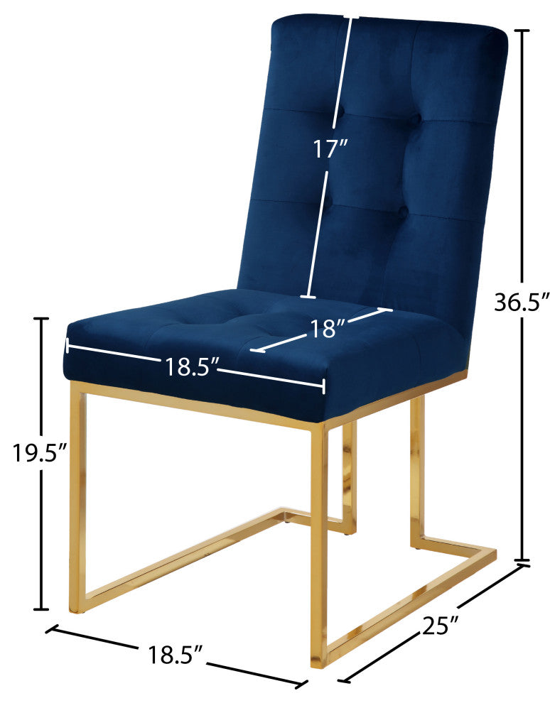 Pierre Velvet Upholstered Dining Chair (Set of 2), Navy