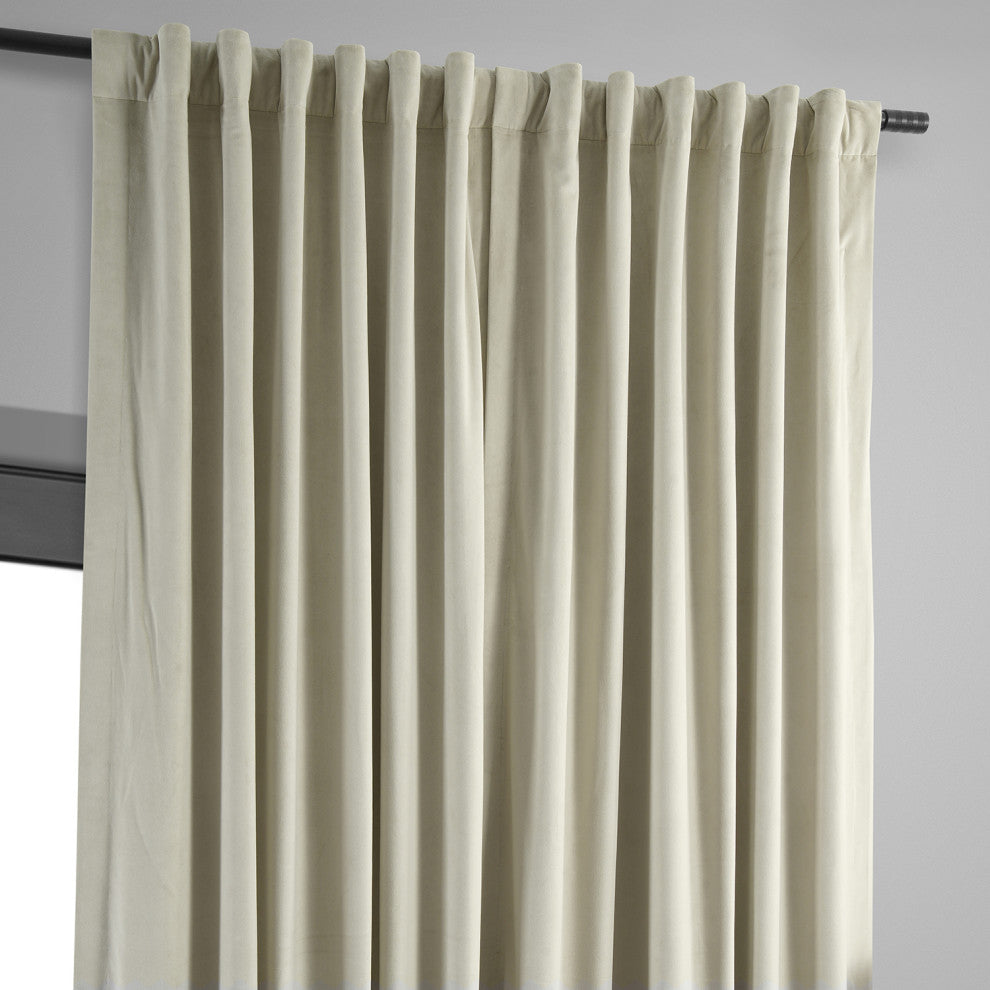 Extra Wide Blackout Velvet Curtain Single Panel, Cool Beige, 100"x108"