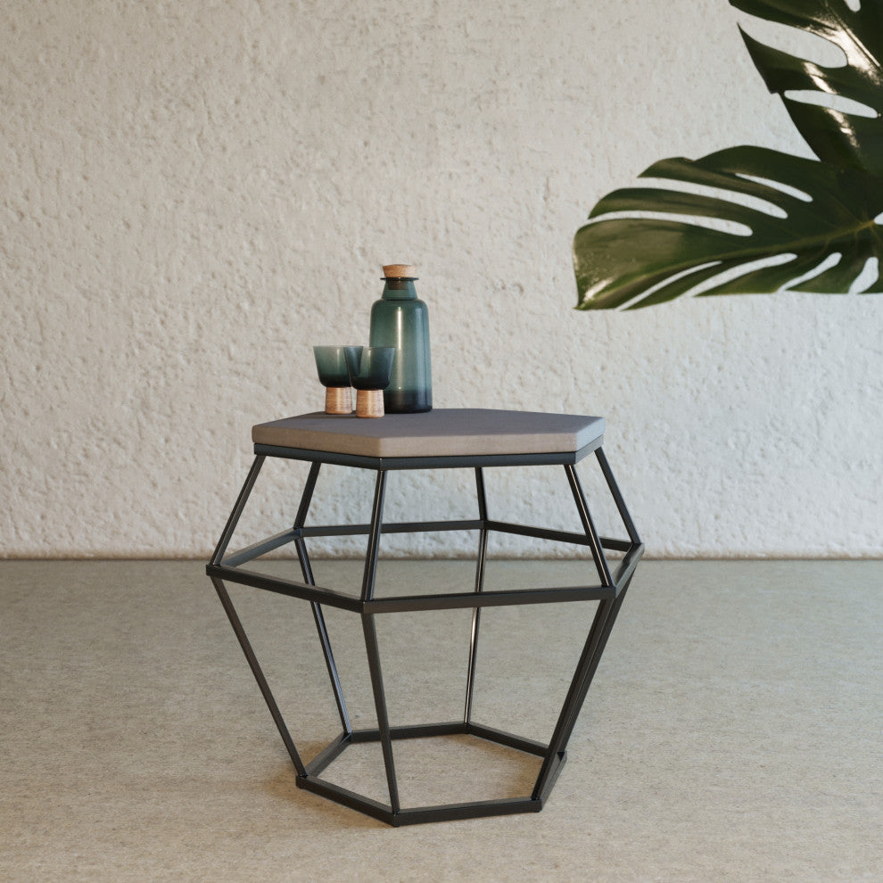 Modrest Tartan Modern Concrete and Metal End Table