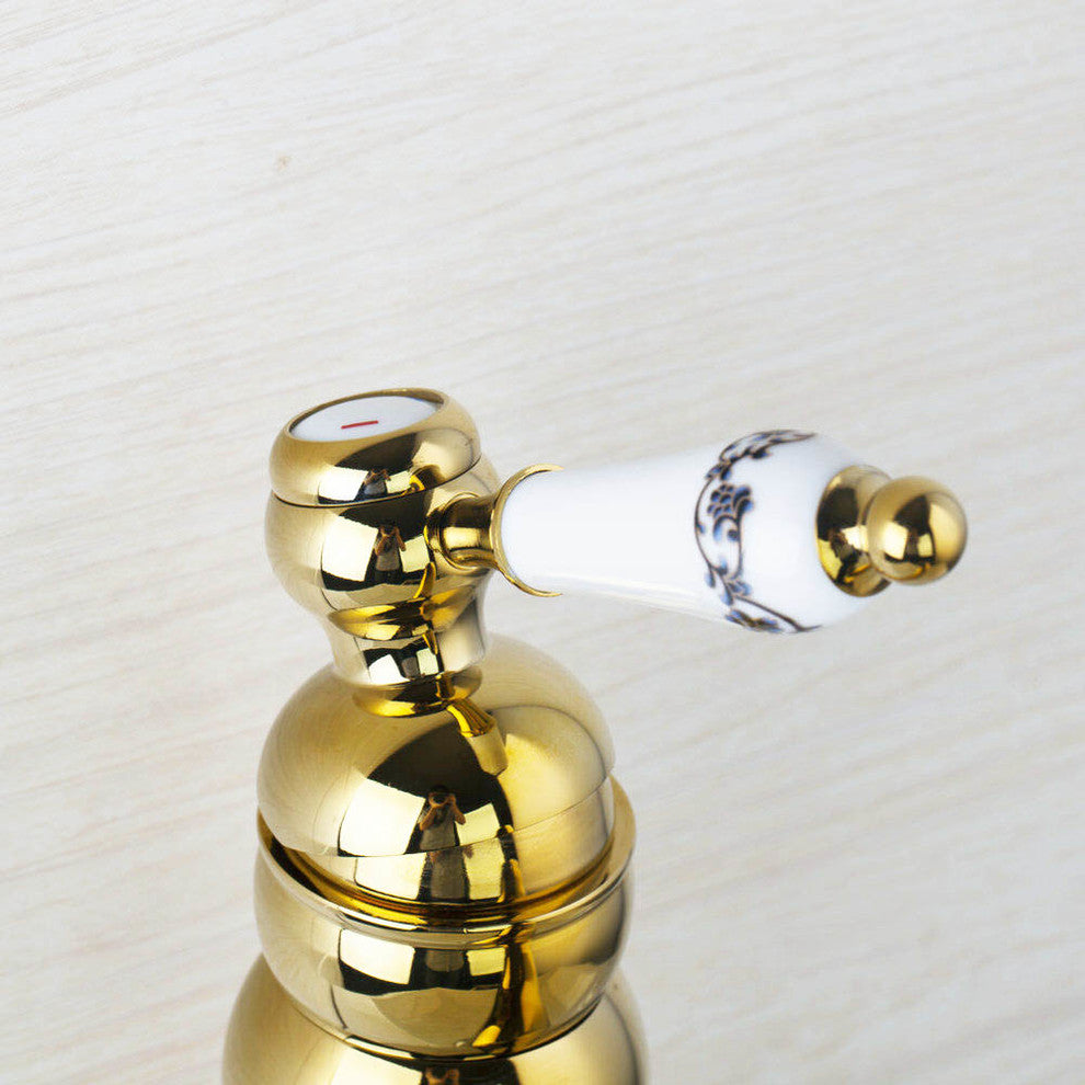Lenox Gold and Ceramic Single Handle Deck Mounted Bathroom Sink Faucet