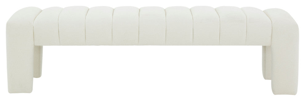 Safavieh Couture Bellisima Channel Tufted Bench, Ivory