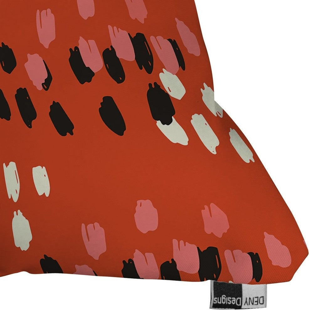 Morgan Kendall Red Scribbles Throw Pillow, 18"x18"