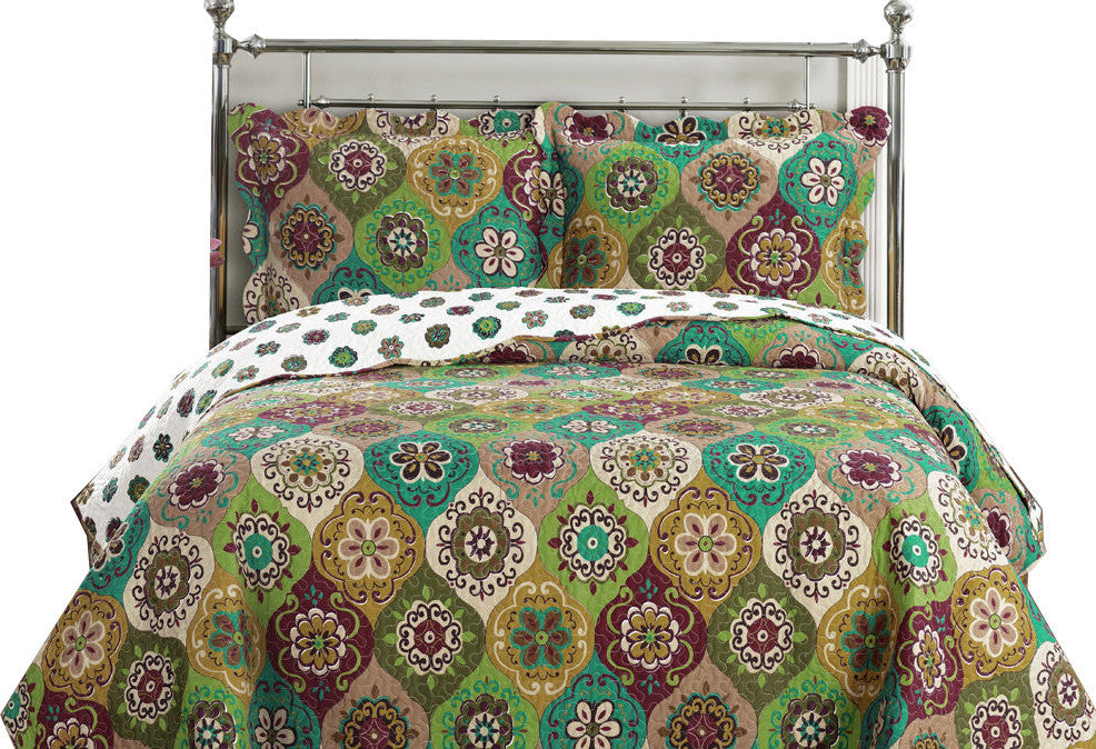 Bonnie Floral Printed Oversized Coverlet Set, Twin