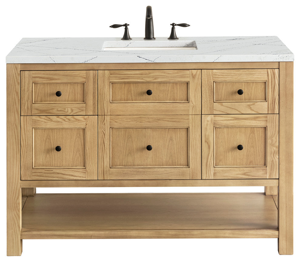 James Martin Breckenridge Bath Vanity, Light Natural Oak, 48", Ethereal Noctis, Three-Hole
