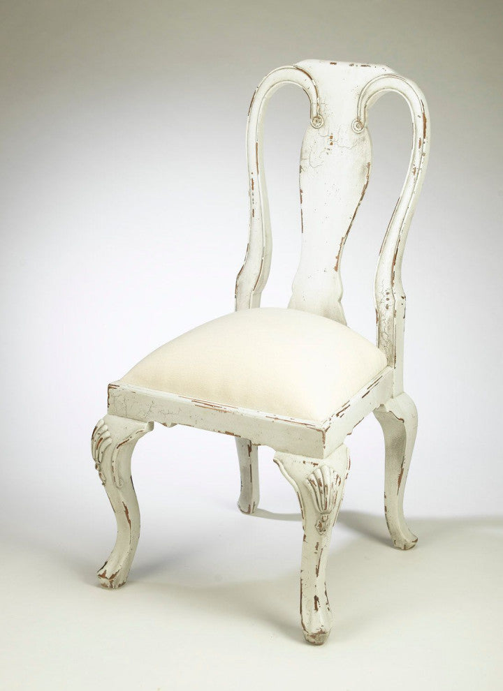 Wooden Upholstered Side Chair, White