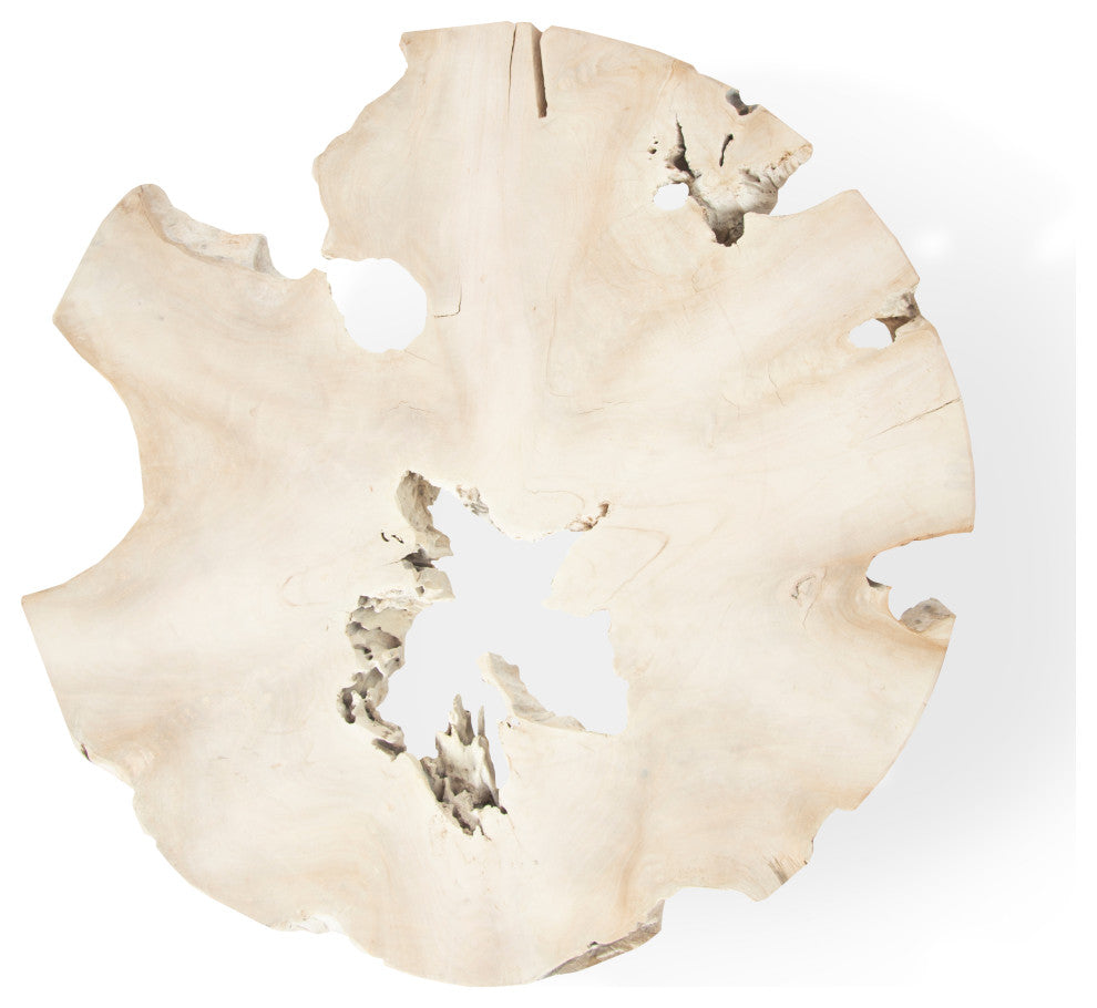 Bleached Slice Coffee Table, Iron Legs