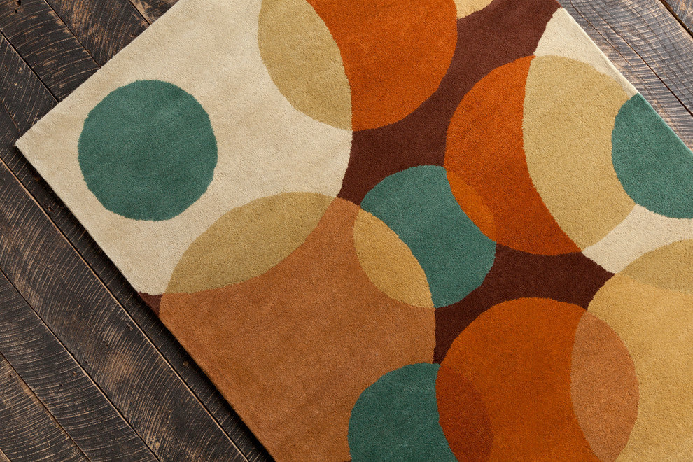 Allie Geometric Circles Contemporary Area Rug, 8'x10'