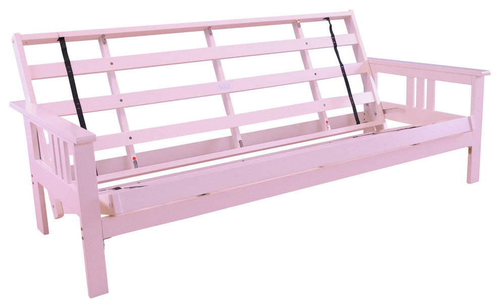 Caleb Frame Futon With Antique White Finish, Frame Only