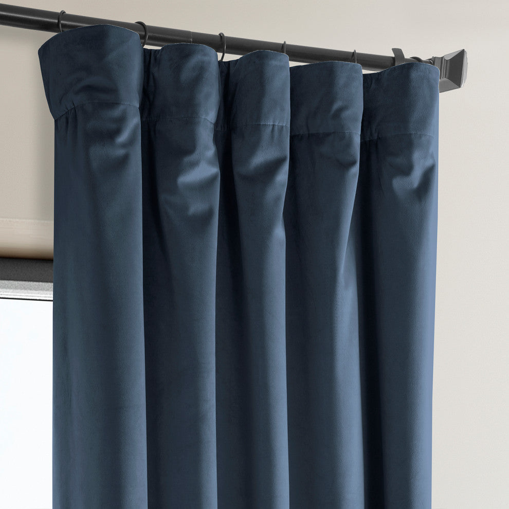 Heritage Plush Velvet Curtain Single Panel, London Blue, 50"x96"