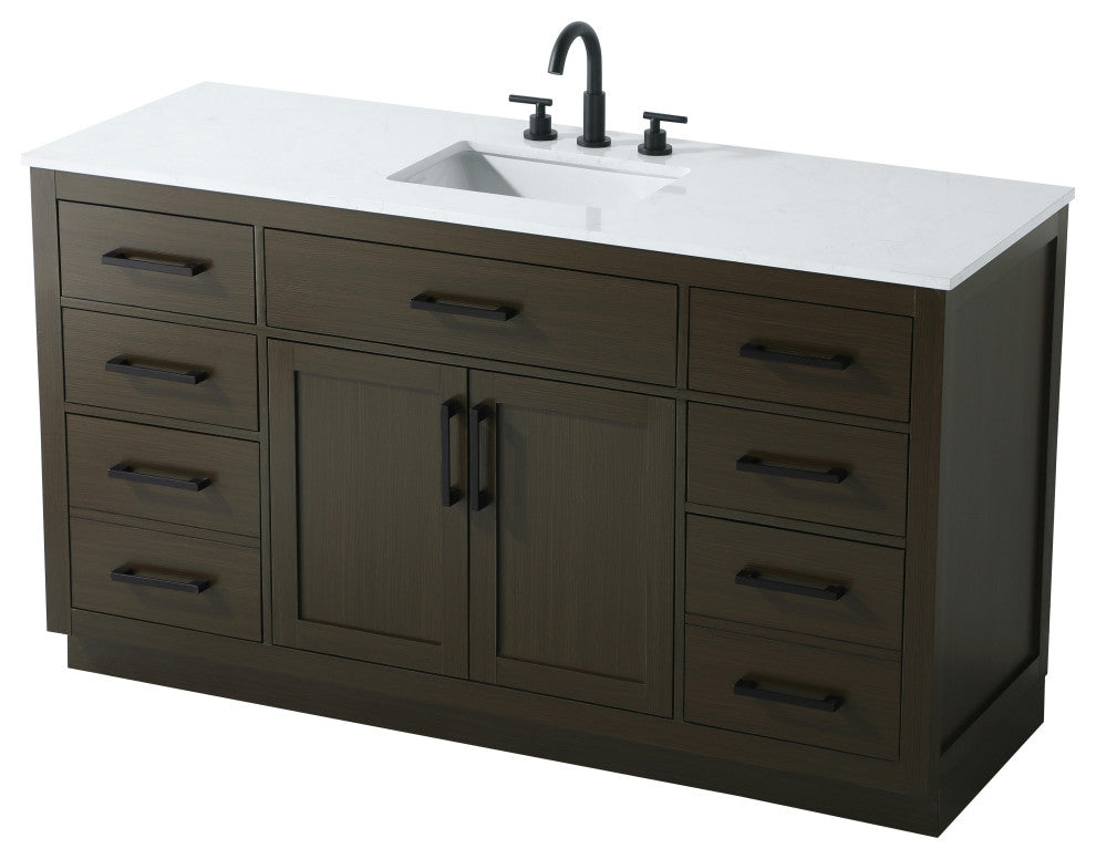 Home Living 60" Single Bathroom Vanity, Mocha Brown