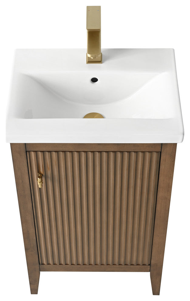 Vanity Art Freestanding Vanity, Walnut, 20", Single Sink, Golden Brushed