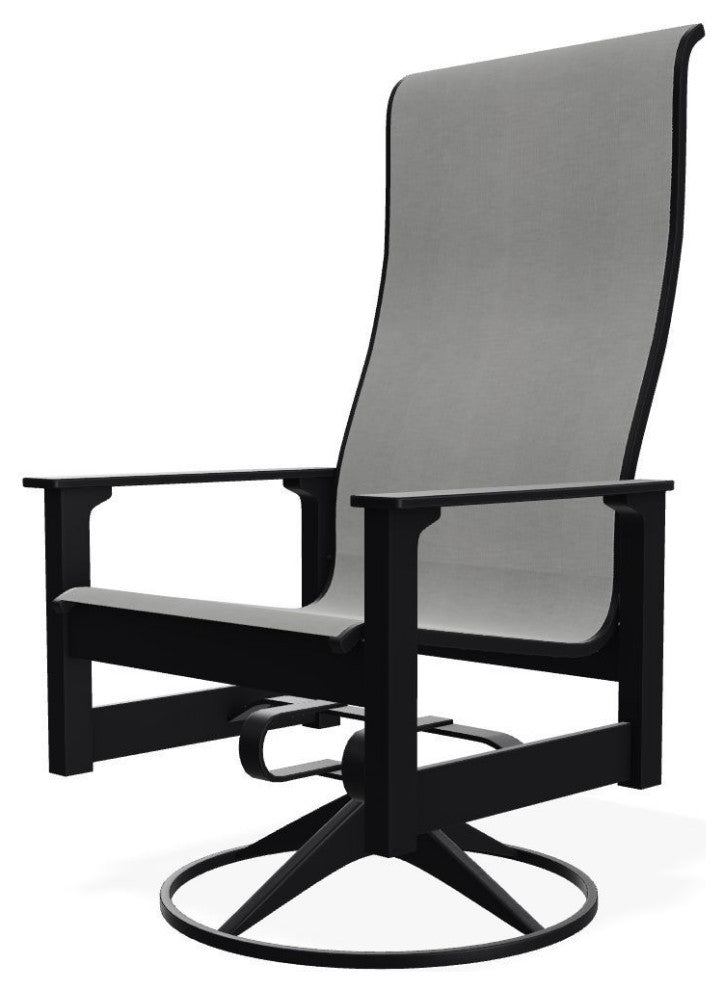 Leeward Sling Outdoor Swivel Rocker, Alloy/Black