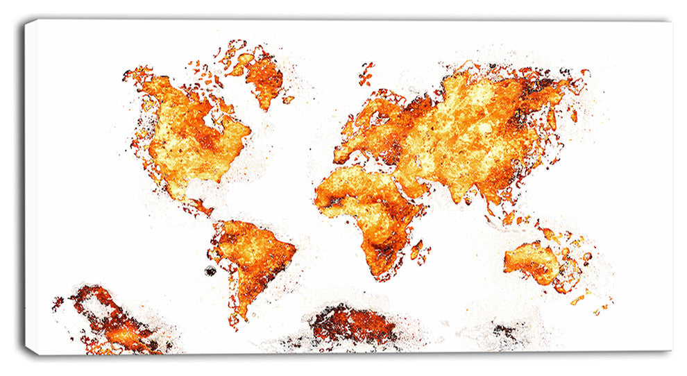 "Map" Canvas Painting Orange
