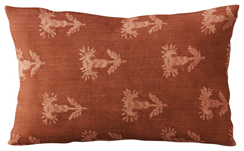 Plutus Red Growth Motif Luxury Throw Pillow, 18"x18"