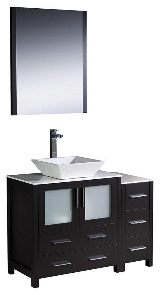 Torino 42" Espresso Modern Bathroom Vanity With Side Cabinet, FFT3072BN