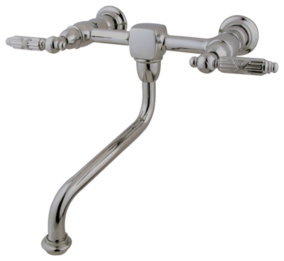 Kingston Brass Wall Mount Bathroom Faucet, Brushed Nickel