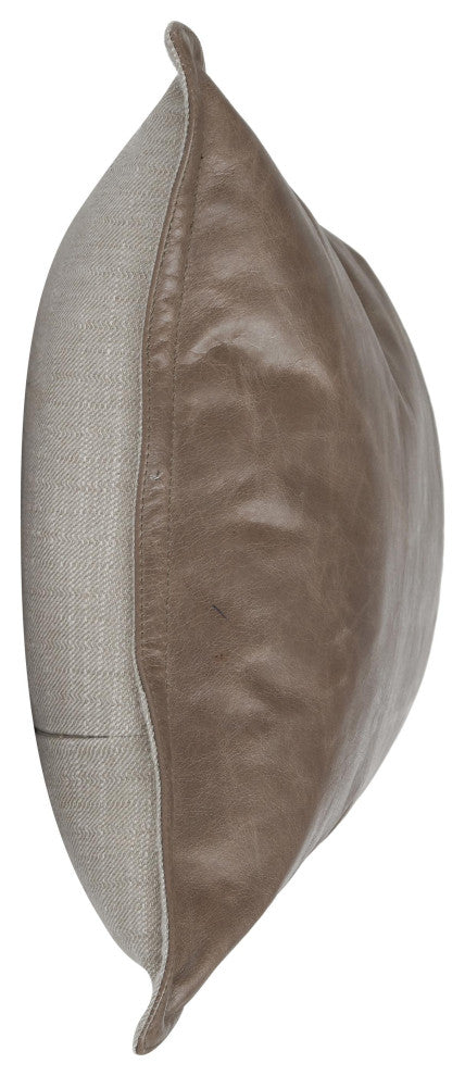Cheyenne 100% Leather 14"x26" Throw Pillow by Kosas Home, Taupe
