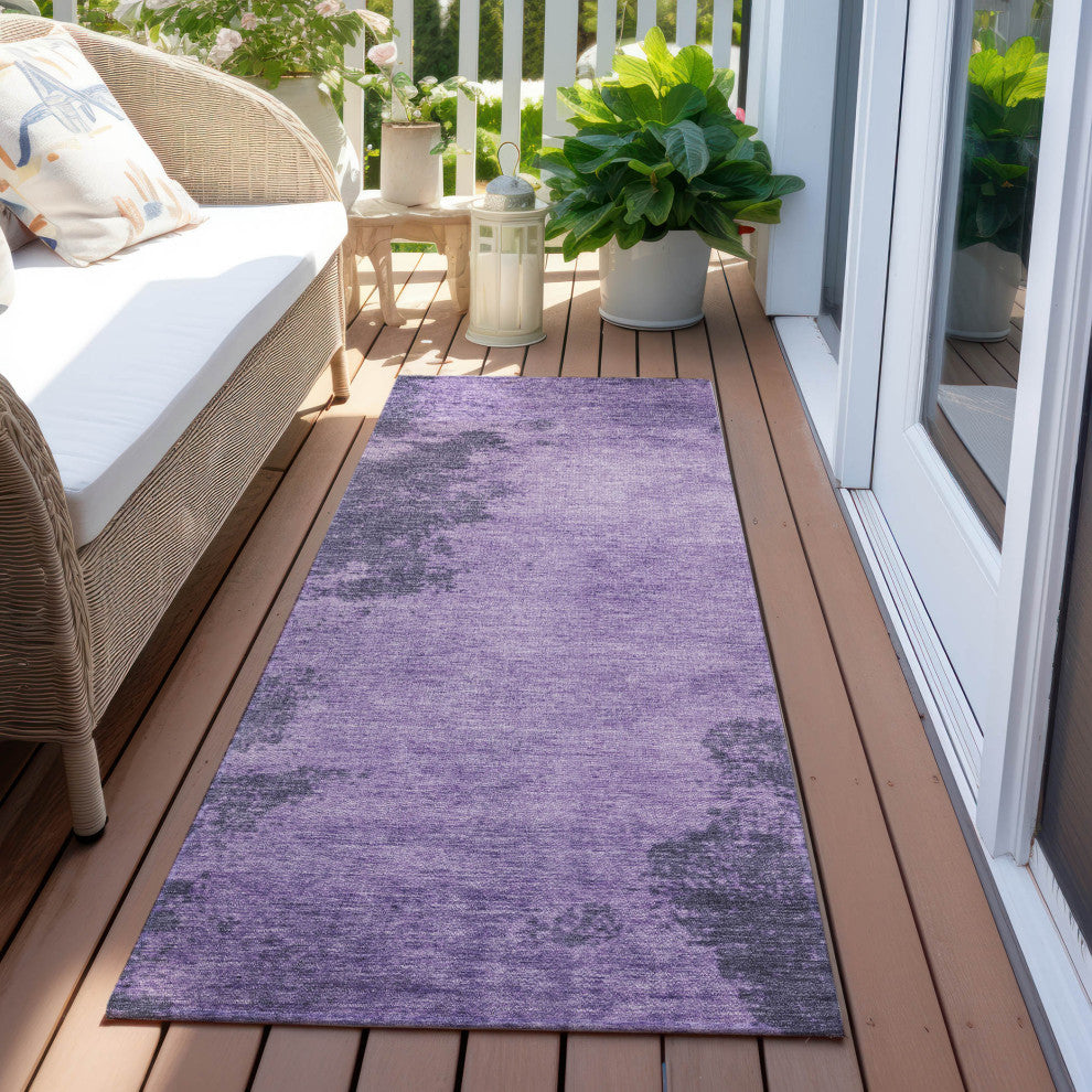 Machine Washable Indoor/Outdoor Chantille ACN1913 Purple 2'3" x 7'6" Runner Rug
