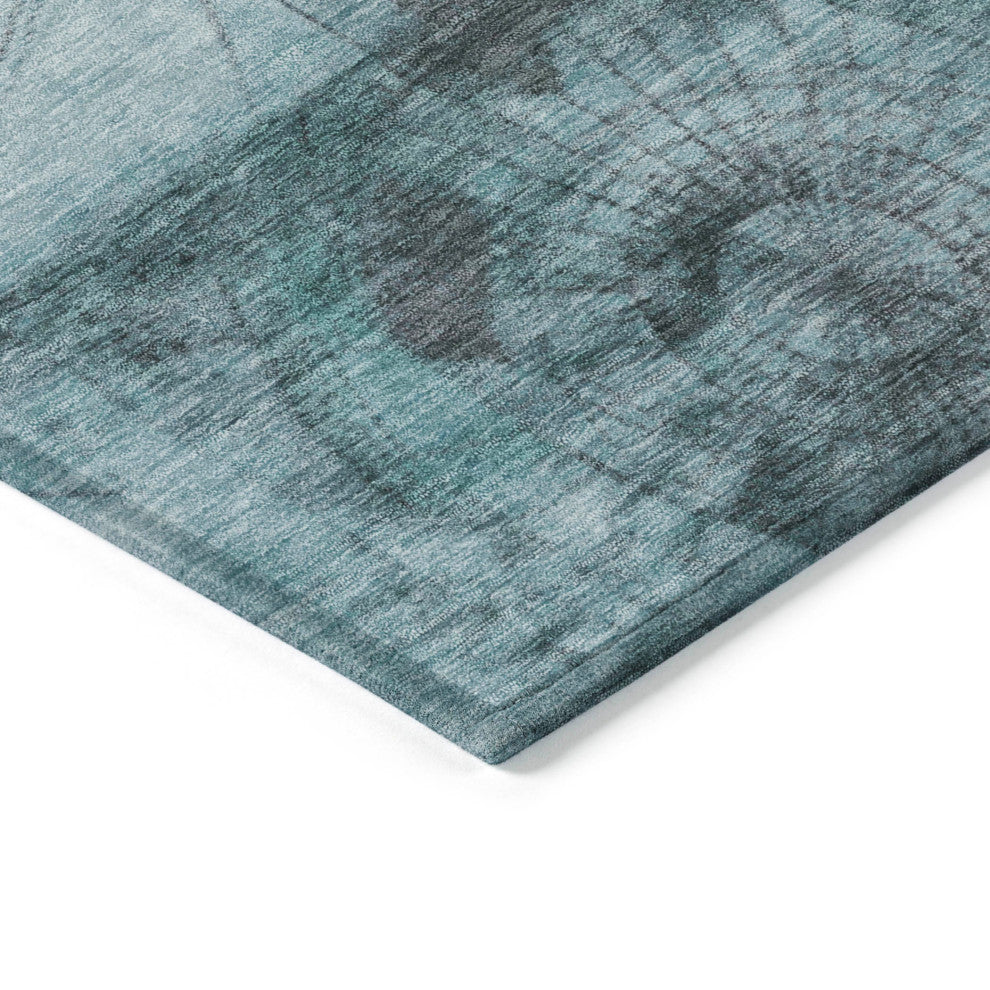 Machine Washable Indoor/Outdoor Chantille ACN1905 Teal 8' x 8' Round Rug