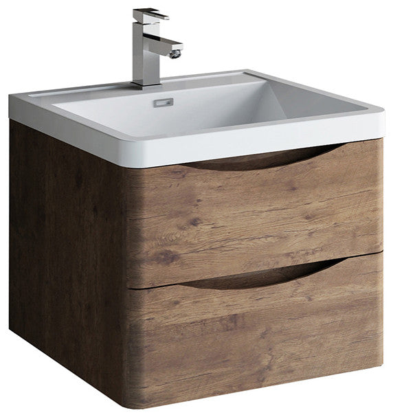 Fresca Tuscany 24" Rosewood Wall Hung Cabinet With Integrated Sink