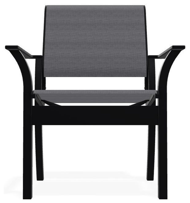Leeward Sling Stackable Outdoor Dining Chair, Augustine Pewter/Black