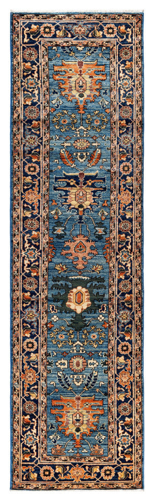 Serapi One-of-a-Kind Hand-Knotted Area Rug Light Blue, 2'7" x 9'5"
