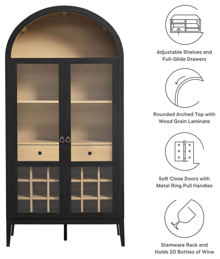 Nolan Arched Bar Cabinet, Black