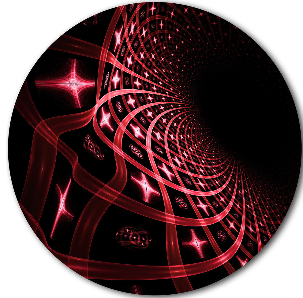 Fractal Purple Dense Stripes, Abstract Art Disc Metal Artwork, 36"