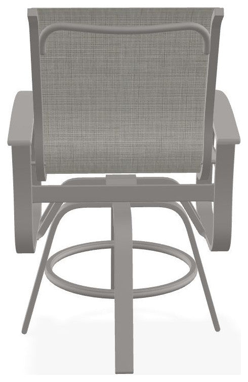 Belle Isle Sling Balcony Height Outdoor Swivel Chair, Deacon/Warm Gray