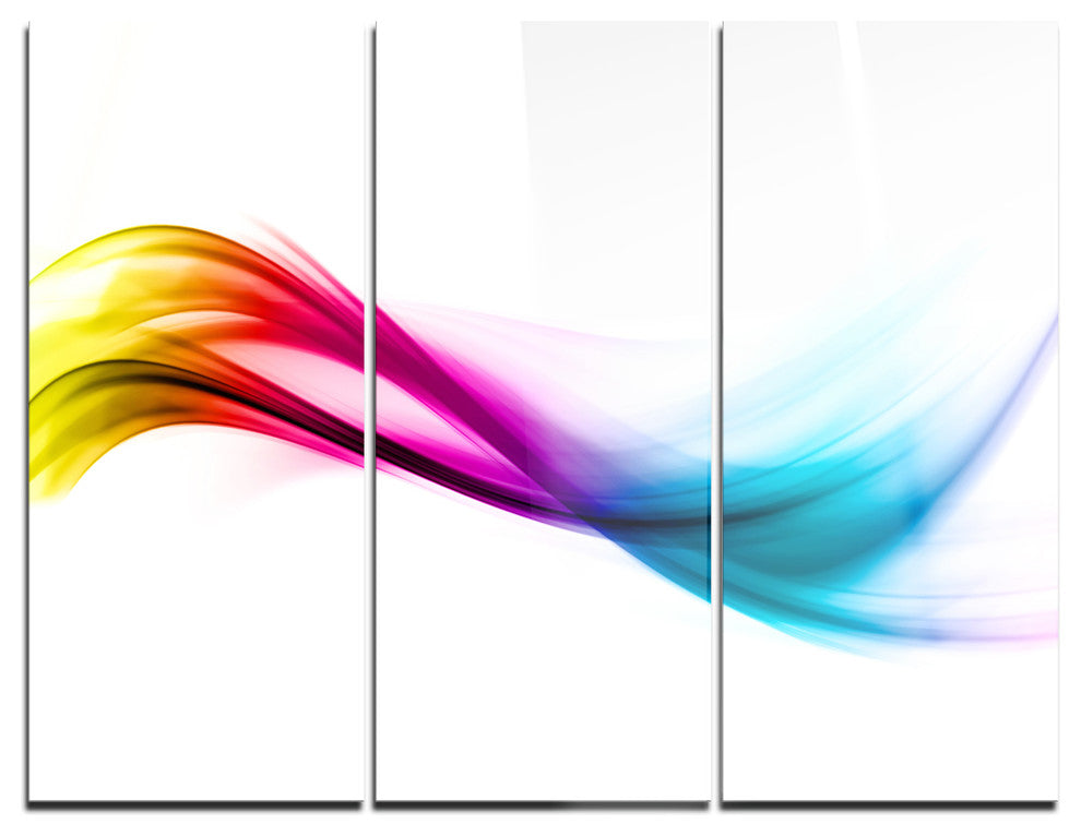 "Rainbow Shade Waves" Digital Metal Wall Art, 3 Panels, 36"x28"