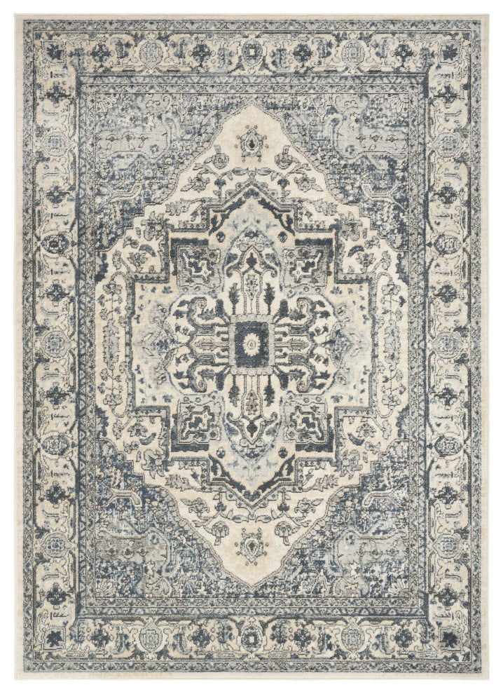 Nourison Quarry 3'9" x 5'9" Ivory Navy Vintage Indoor Rug
