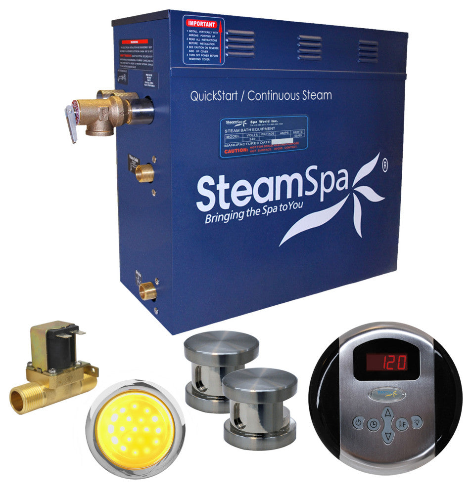 10.5 KW QuickStart Acu-Steam Bath Generator,Built-in Auto Drain,Brushed Nickel
