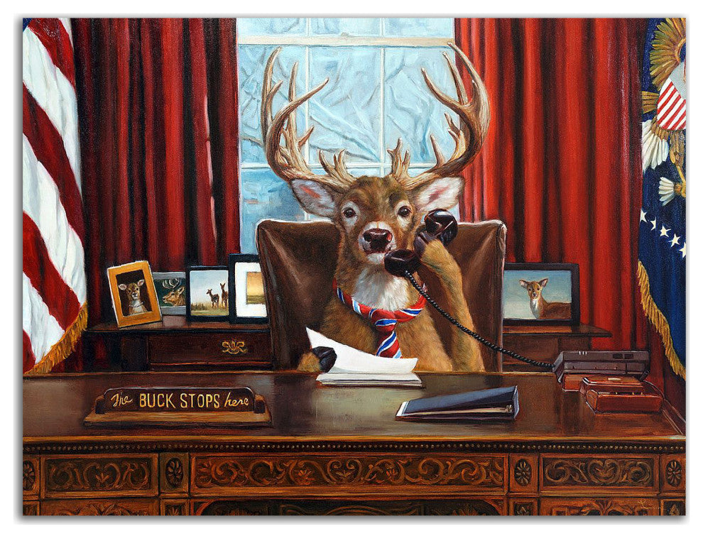 "The Buck Stops Here" by Lucia Heffernan, Print on Canvas, 24"x18"